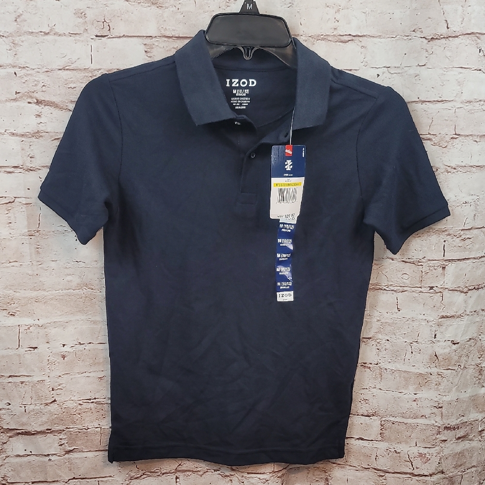 IZOD Boys Navy Polo Shirt Medium Nwt